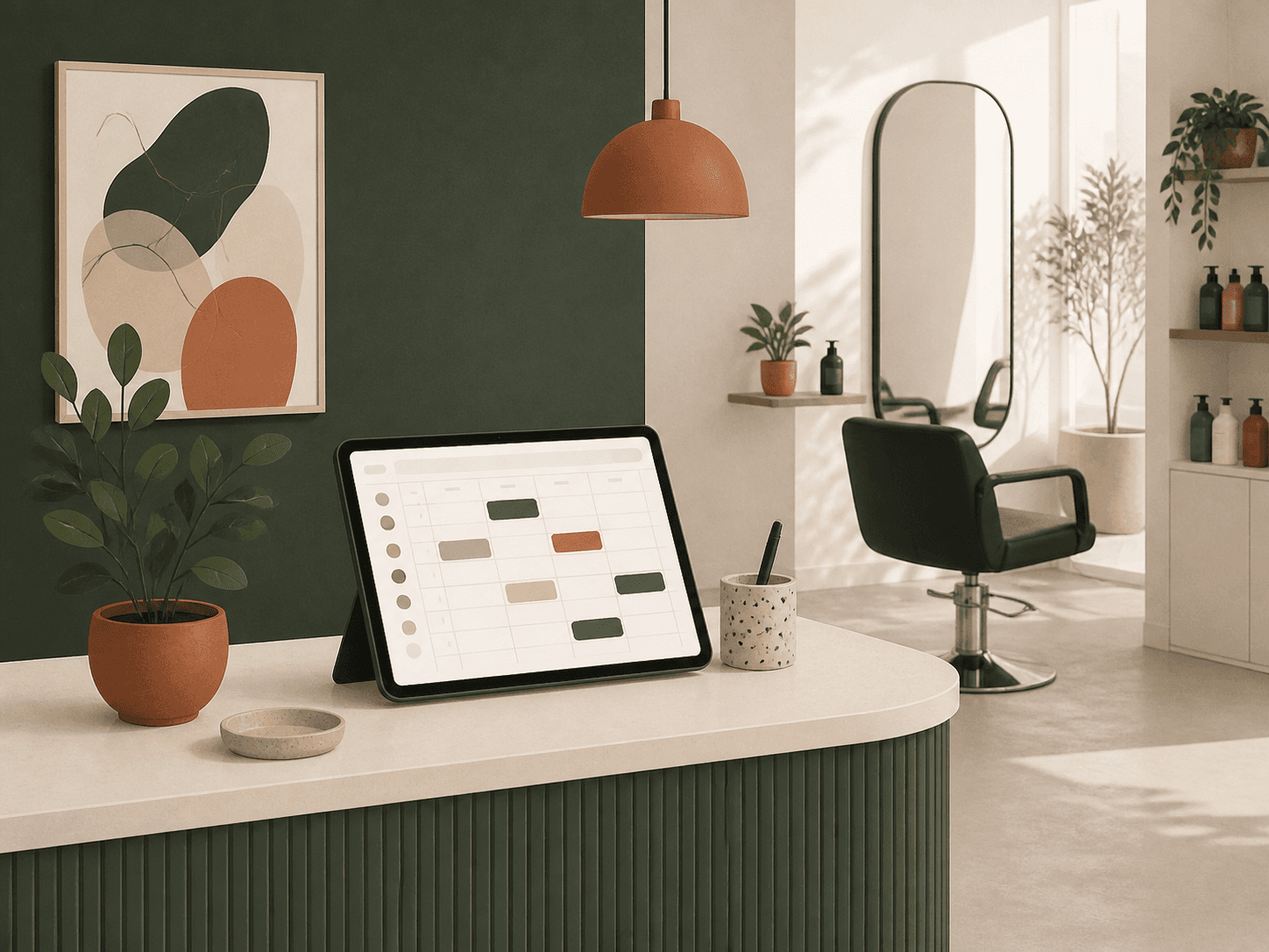 A salon using BokaHos to manage a busy day of appointments